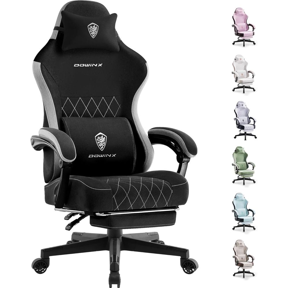 Gaming Chair Cushion - abric Gaming-stoel, ergonomische computerstoel met voetsteun