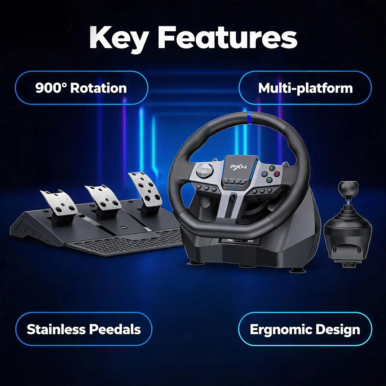 Steering Wheel Gaming - PXN V9 Gen2 Race-stuurwiel 270 °