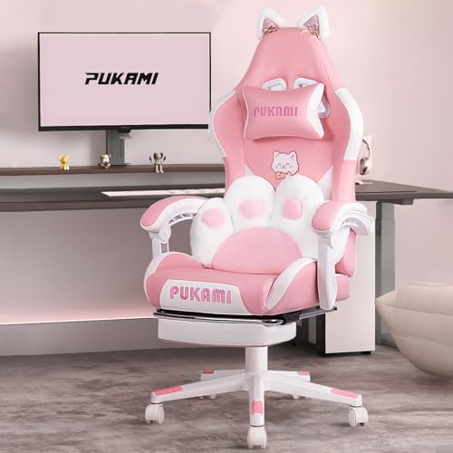 Gaming Chair Cushion - Roze gamingstoel, schattig met kattenoren en