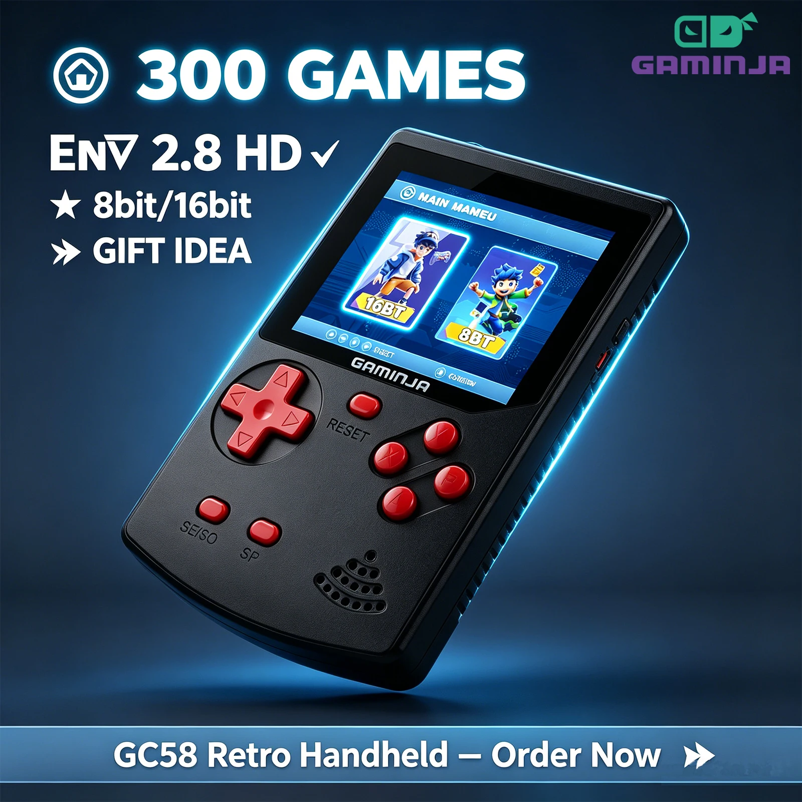 Gaming Console Emulator - GAMINJA Handheld Game Console 300 Klassieke