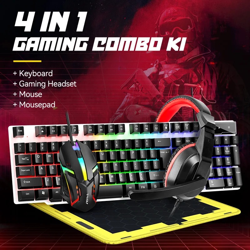 NIEUWE USB-toetsenbord- en mui - Gaming Headset Wired recensie en prijs