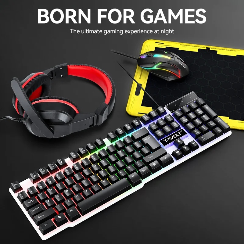 NIEUWE USB-toetsenbord- en mui - Gaming Headset Wired recensie en prijs